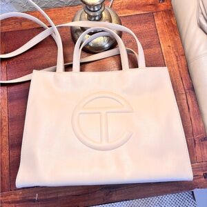 Telfar large beige tote crossbody and shoulder purse